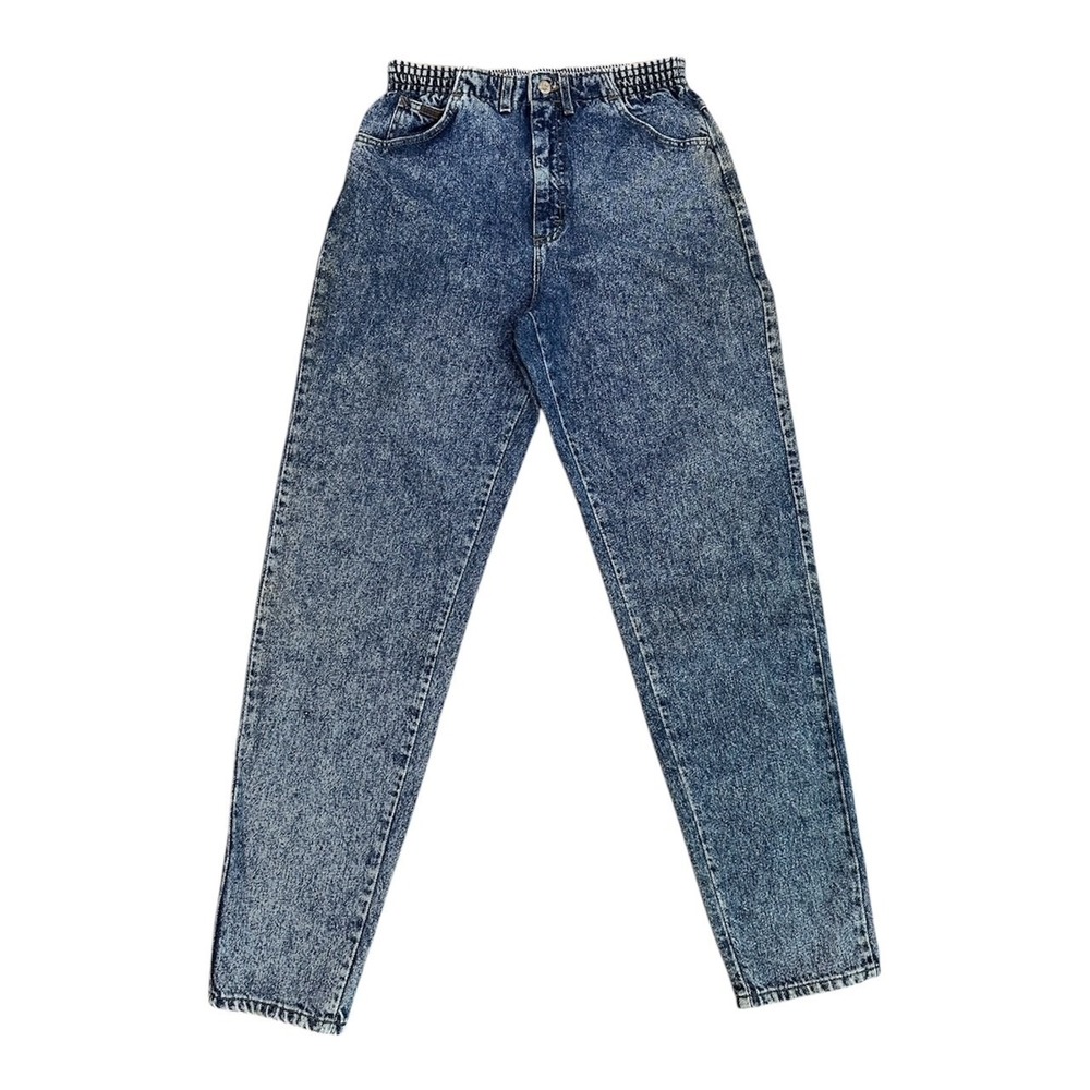 VTG Lee Side Elastic High Rise Women's Size 12 Long Union made‎ USA Blue Jeans